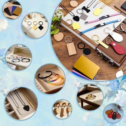 MUXERAN 168 Pcs Laser Engraving Materials bulk Include 66 Pcs Laser Engraving Supplies Include Necklace Bracelet Ring Keychain For Laser Engraver DIY Crafting Supplies