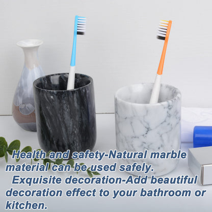 Toothbrush Holder,Handmade Marble Toothbrush Cup,Stone Toothbrush Organizer for Pen Holder,Makeup Brush Cup,Razor Holder,SPA Collection Tumbler First Choice for Home and Hotel(Black)
