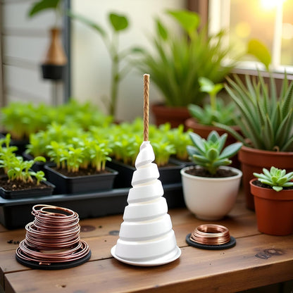 White Coil Winding Jig for Electroculture Gardening, Copper Gardening Antenna Tool for Growing Plants and Vegetables