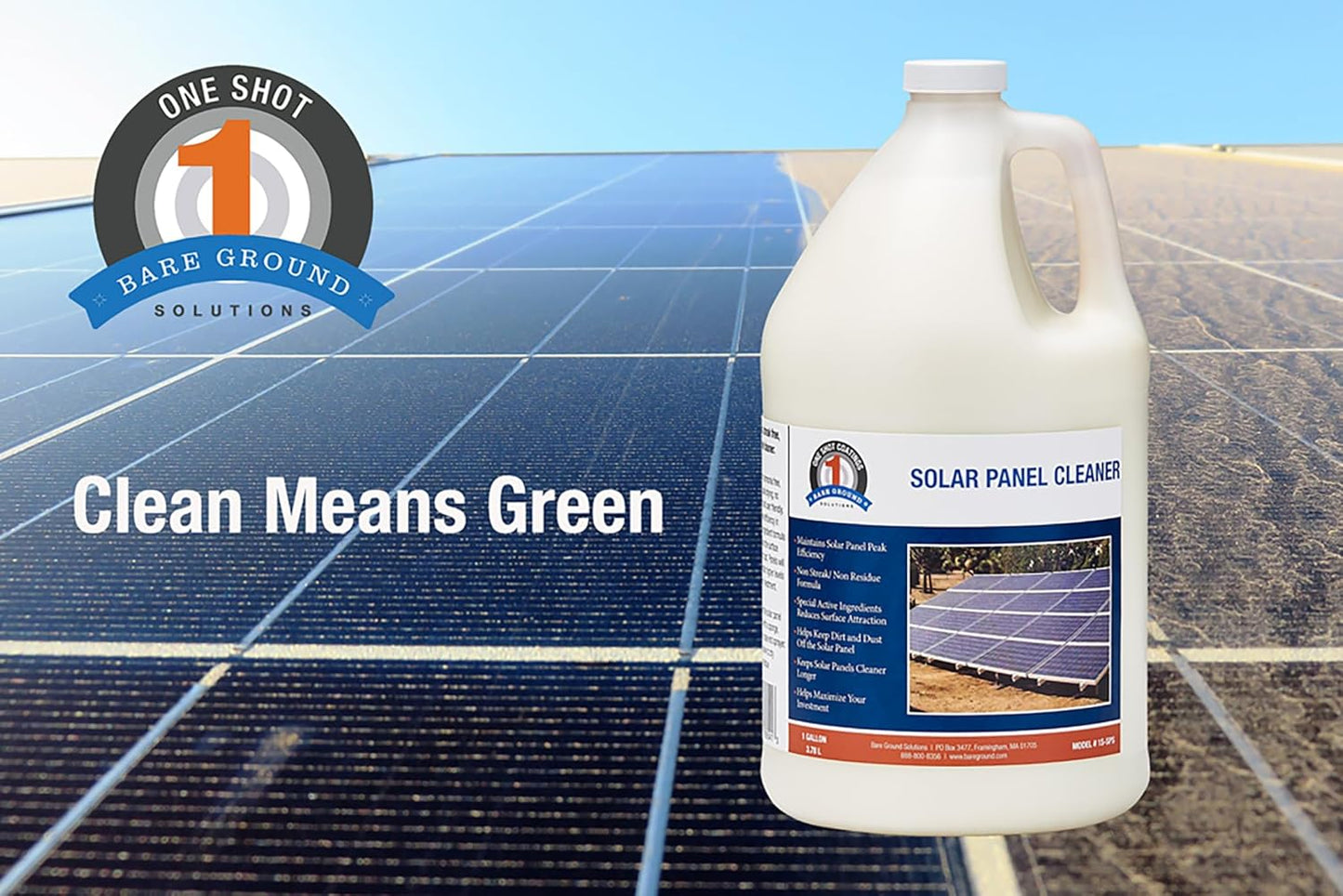 1S-SPC 1 Bare Ground Winter Bare Ground Solutions One Shot Solar Panel Cleaner, Gallon