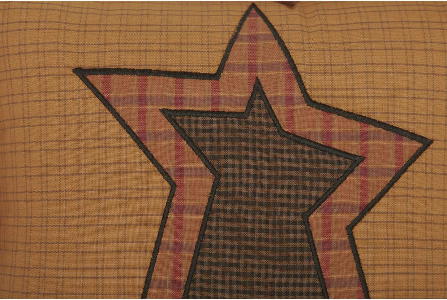 VHC Brands Stratton Applique Star Pillow - 12x12 Country Primitive Bedding Accessory in Tan