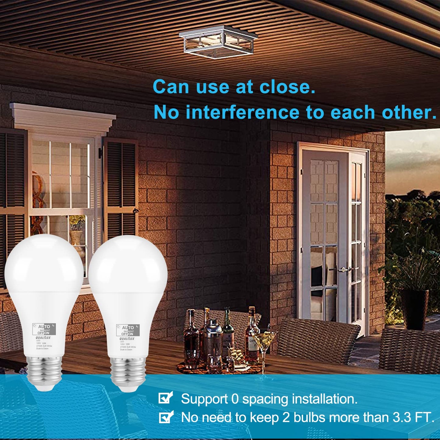 Dusk to Dawn Light Bulbs, Auto On/Off Light Sensing LED Bulbs Outdoor, Vintage Amber, Edison ST19 2-Pack, 6.5W 700LM 60W Equivalent, HQ-H027