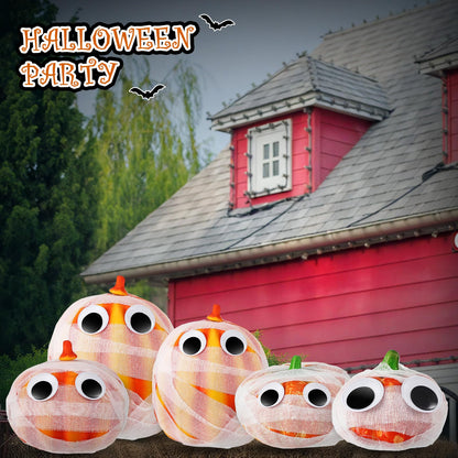 AmazingSpark Halloween Pumpkin Craft Kit Mummy Pumpkin Decorating Kit Bandages and Eye Stickers DIY Craft Mummy Wrap for Halloween Decor Party Favors Supplies DIY Activities Games Gifts