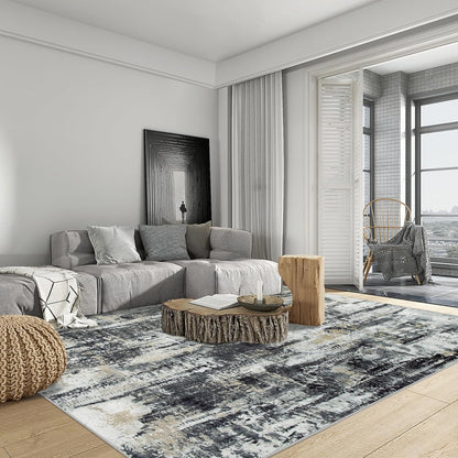 Skiennix 8x10 Area Rug - Washable Modern Abstract Design | Soft Anti-Skid Carpet for Living Room & Bedroom