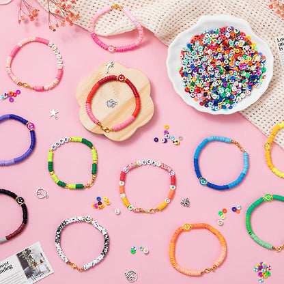 Taybonds Beaded Bracelet Assembly Set – Polymer Clay & Letter Beads with Minimalist Accent Pieces, Aesthetic Jewelry Components for Adult Personal Style