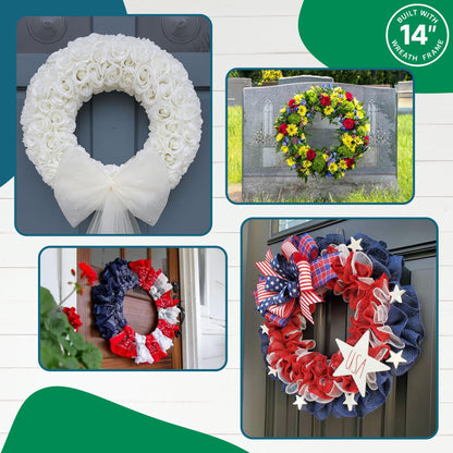 Upstout 5-Pack 14 Inch Wire Wreath Frame – Round Metal Wreath Form with Ring Design for DIY Crafts, Floral Projects, and Home Decor – Dark Green Wire Frame for Christmas Holiday & Weddings