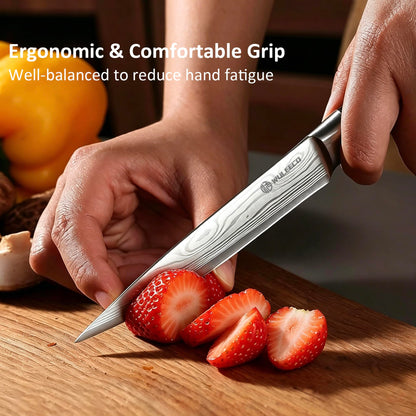 WULEECO Utility Knife, 5 Inch Chef Knife, Ultra Sharp Kitchen Knife with High Carbon Stainless Steel Blade, Multipurpose Kitchen Knife with Ergonomic Pakkawood Handle and Gift Box
