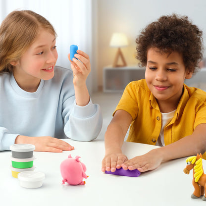 HEY CLAY Animals Set - Colorful Modeling Air Dry Clay for Kids - Air Dry Clay Kit 15 Cans and Sculpting Tools with Fun Interactive Instructions App - Age 3 and up