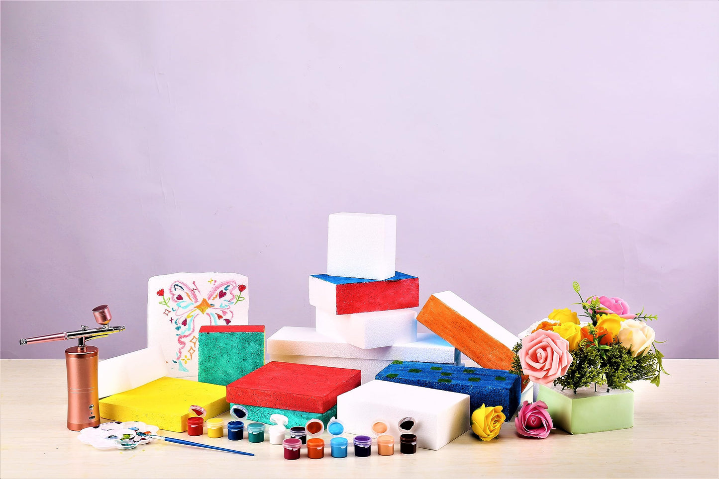 AMZQNART 8 Pack Crafts Foam Blocks, 6x4x2 Square Polystyrene Foam Bricks for Art Sculpting, Flower Arrangements, Sculpture, Modeling, School and Home DIY.