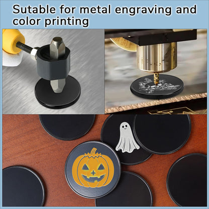 10pcs Blank Challenge Coins, Black 40mm Engraving Blanks Coins, Suitable for Laser Engraving, Metal Stamping, and DIY Hand Engraving, Supports Color Printing, Includes Acrylic Protective Case