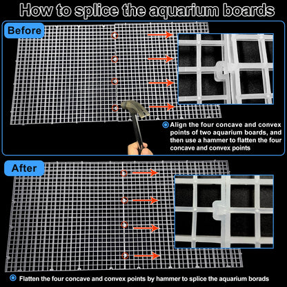 Weramics 4 Aquarium lid Hood Fish Tank top Cover Terrarium lid Plastic Grid Panel Egg Crate Grate 6 Aquarium Glass Cover Board Clip