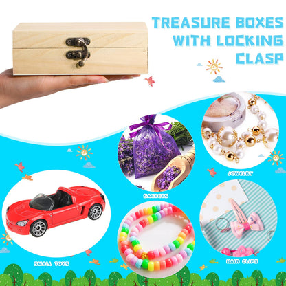 Tuanse 12 Pcs Unfinished Wooden Box with Hinged Lid Wood Small Craft Unpainted Jewelry Keepsake Rectangle Treasure Gift Storage Box for DIY Craft Home Storage Art Project, 6 x 4 x 2 Inch