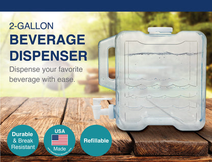 Arrow Home Products 2 Gallon Drink Dispenser for Fridge - Plastic Beverage Dispenser with Spigot for Easy Dispensing - BPA Free Plastic - Convenient Handle, Easy-Pour Spout