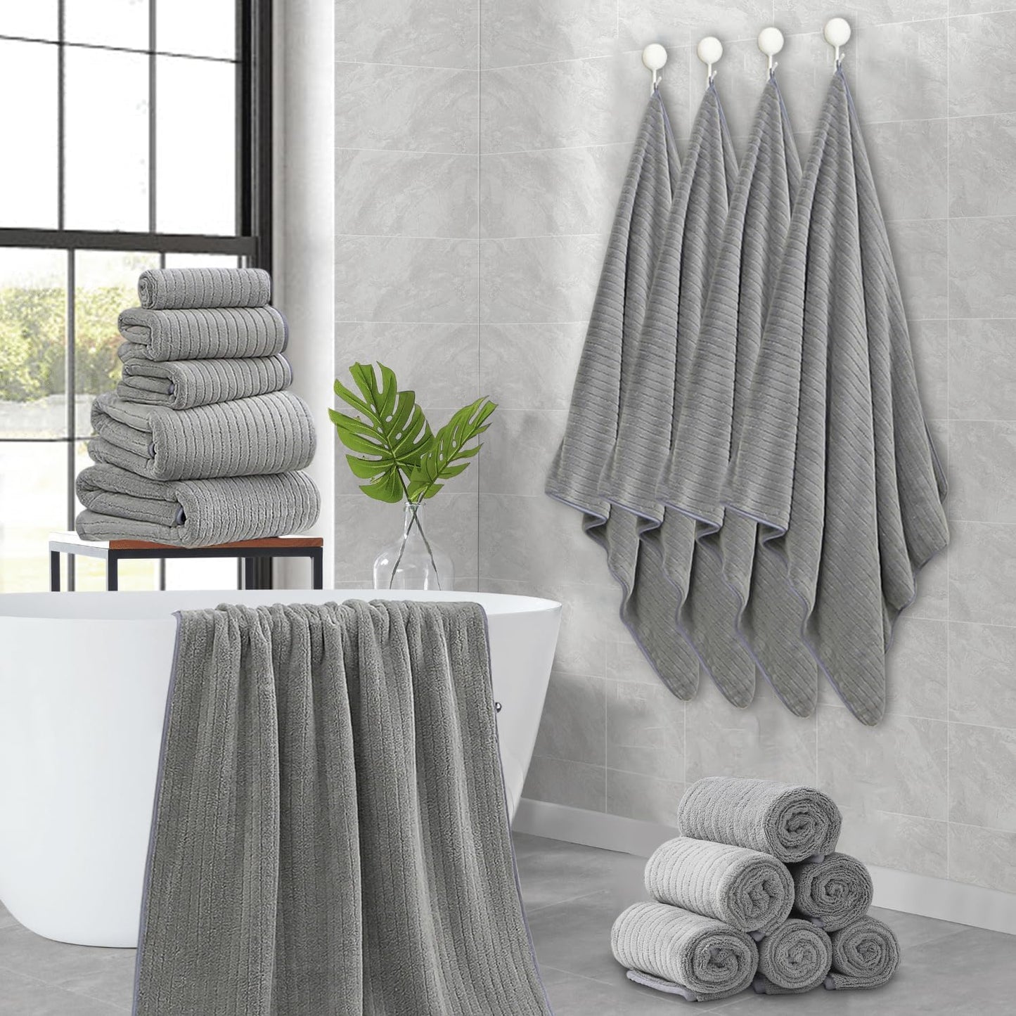18 Set 6 Towels,6 6 Set Hailea Piece Family Bath Towel Include Bath Hand Towels and Washcloths Soft Bathroom Towel