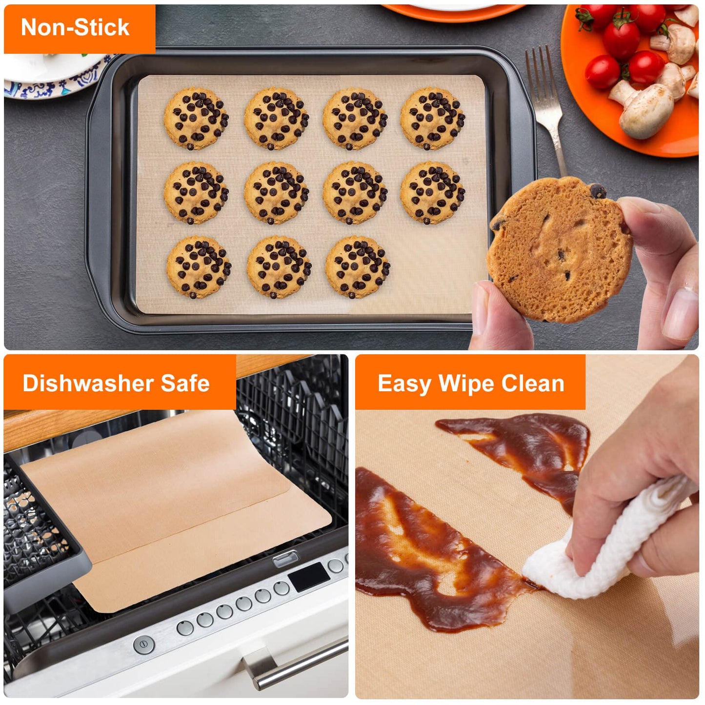 Silicone Baking Mat Roll -16IN x 10FT Non Stick Heat Resistant Food Grade Baking Mats, No Slip Reusable Freeze Dryer Mat,Pastry Mat,Countertop Protector Mat, Washable Oil-Proof Refrigerator Liners