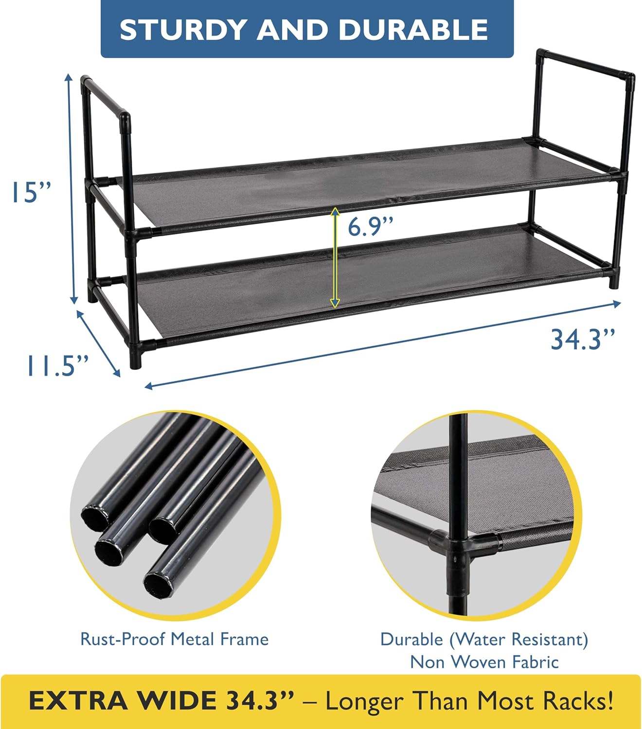 2 Closet, 10 Sundaze Shoe Rack - Tier Shoe Rack for Front Door Entrance, Sturdy Long Shoe Organizer for Bedroom