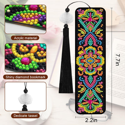 geesfayan 8 Pcs Diamond Art Bookmarks Kits for Adults with Tassel, 5D DIY Book Marks Dimond Art Paintings Gem Art,Diamond Painting Bookmarks for Book Lovers(Mandala)