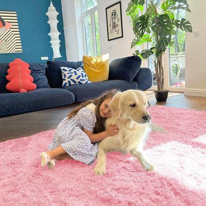OLANLY Machine Washable 2x5 Runner Rug - Soft Fluffy Shaggy Carpet for Bedroom & Hallway | Pink Aesthetic Decor