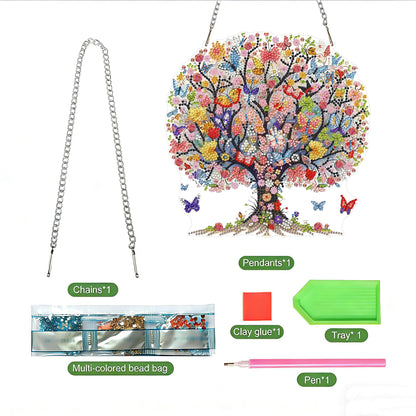 Life tree Diamond Art Hanging Kit for Adult, Painting Hanging Ornament Kit, Special Shaped Rhinestone,DIY Acrylic 5D Diamond Art Window Pendants Home Garden Wall Kits Hanging,Double Sided (Lifetree)