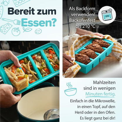 Souper Cubes 2-Cup Silicone Freezer Tray - Ideal for Meal Prepping, Storing Leftovers & Sauces | Aqua - 1-Pack