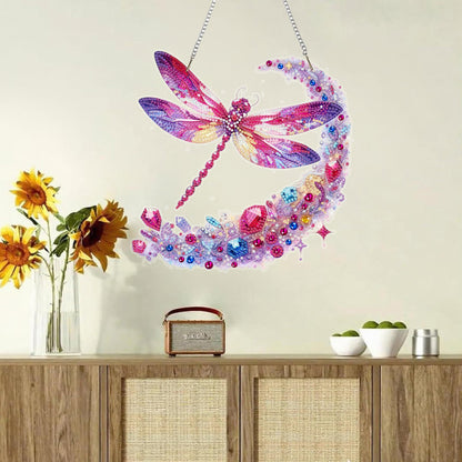 Ristpal Diamond Painting Kits Hanging for Adult, Special Shaped Rhinestone, DIY Acrylic Diamond Art Painting Window Pendants Home Garden Wall Hanging Kits for Home Decor and Gifts (Dragonflies)