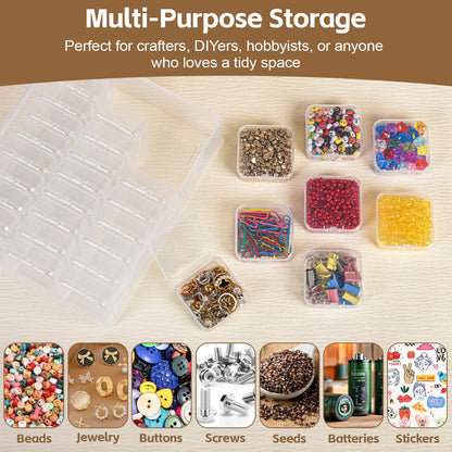 Bead Organizer Box, 31 Pcs Small Clear Bead Organizers and Storage, Mini Diamond Storage Containers Boxes with Hinged Lids and Labels, Craft Organizer for Jewelry, Bracelet, Small Parts, Nail Art