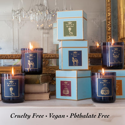 TOCCA Feu de Touch 10oz Candle - Gardenia & Pomegranate Scented, Hand Poured Soy-Wax Blend with 100% Cotton Wick, 60 Hour Burn Time