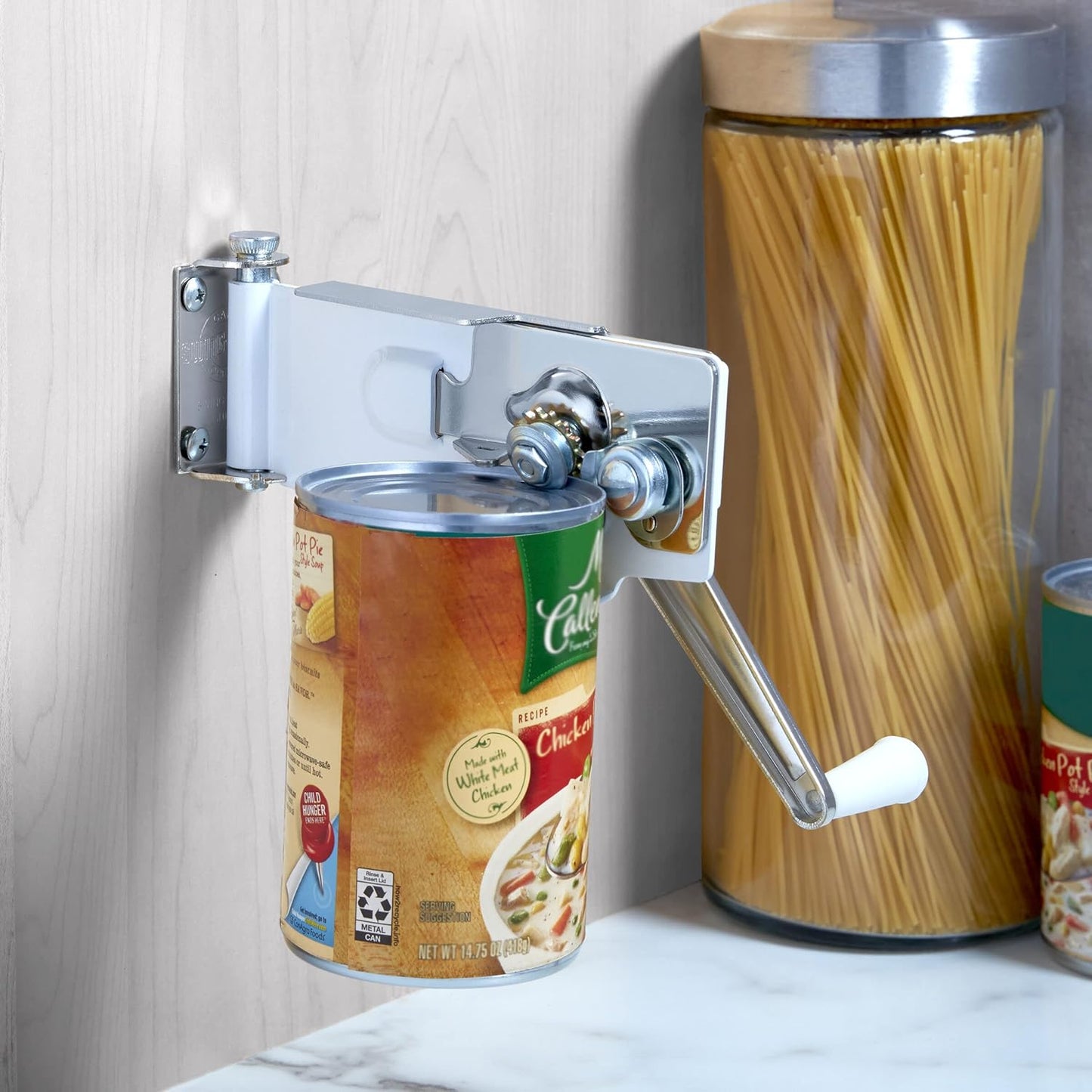 Wall Mount Can Opener with Magnet, 1-Pack, White