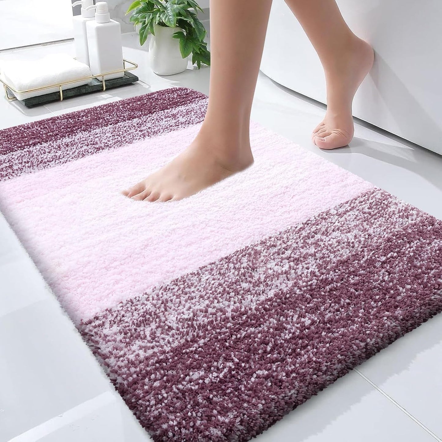 OLANLY Large Bathroom Rugs Mat - Extra Soft Absorbent Microfiber | Quick Dry, Machine Washable, Mauve 40x24