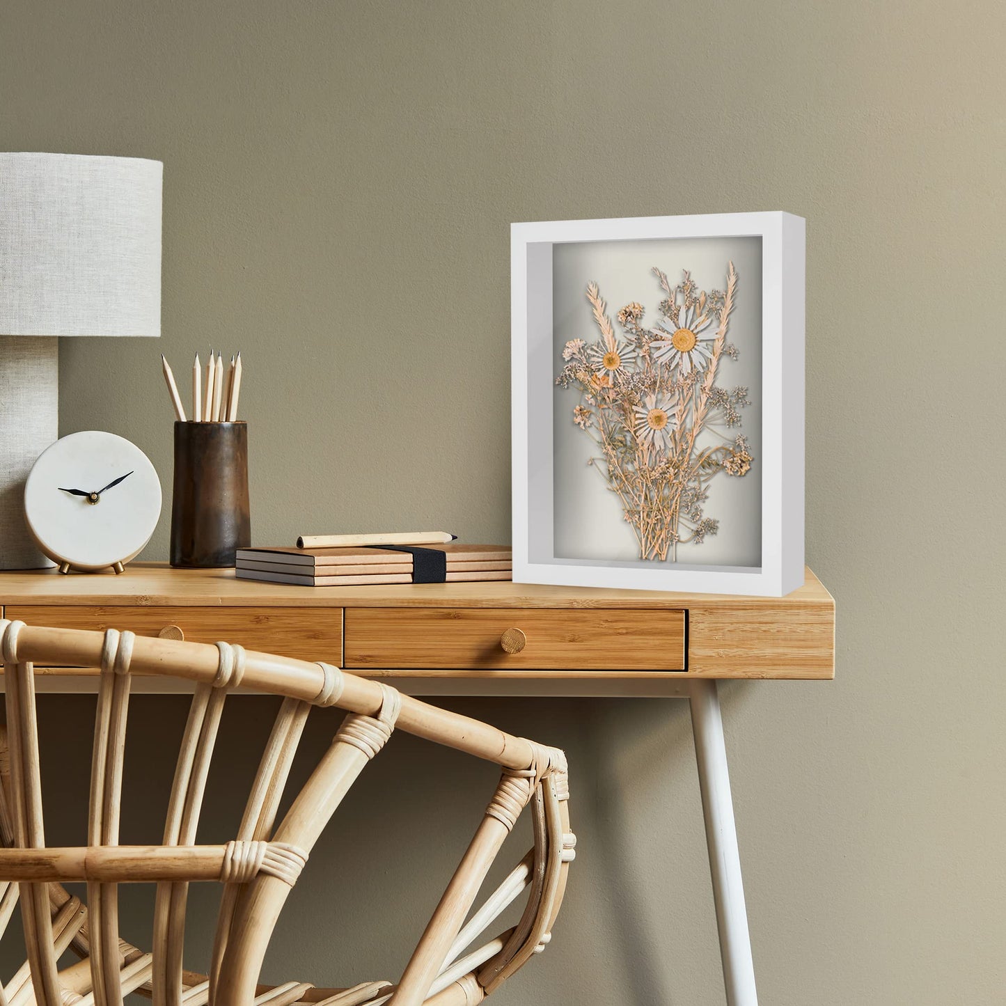 Americanflat 11x14 Shadow Box Frame with Shatter-Resistant Glass - Silhouette Collection - Large Shadow Box Display Case for Tabletop and Wall Display - White with Soft Felt Back