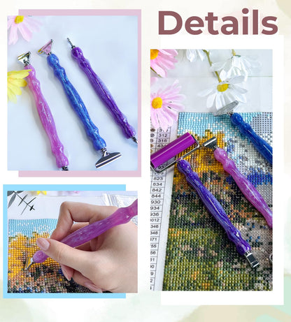Hailivike 17PCS Screw in Diamond Art Pens, 5D Milky Way Diamond Painting Pen, Comfort Grip Diamond Art Tools with 6Pcs Pen Tips