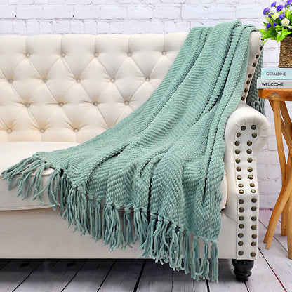 Home Soft Things Throw Blanket, Knitted Tweed, 50'' x 60'', Silver Blue, Cozy Warm Comfortable