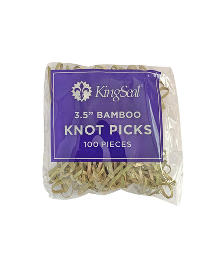 1000 Count | KingSeal Bamboo Wood Flower Knot Picks, Skewers, 3.5 Inches, Perfect for Cocktails and Appetizers, Bulk Pack - 10 Packs of 100 Each