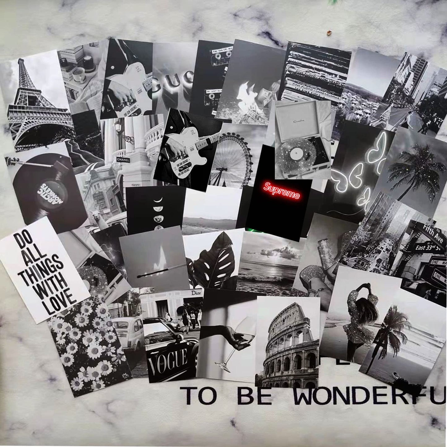 Michgar Black and White Collage kit pictures for wall decor,50 Set 4''x6''Prints Black and White collage kit Room asthetic images for Girls and Teen Boys.