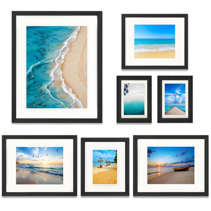 7 Pack Picture Frames Collage Wall Decor, Gallery Wall Frame Set for Wall Mounting or Tabletop Display, Multi Sizes Including 16x20-1, 11x14-2, 8x10-2，5x7-2 Family Photo Frames,Made of Solid Wood，Black