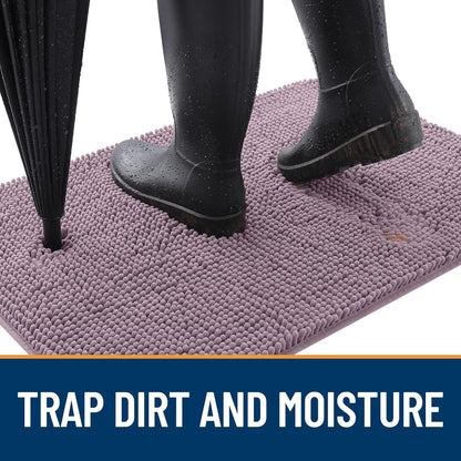 OLANLY Dog Door Mat - Absorbent Non-Slip Chenille Mat for Muddy Paws | 54x24 Deep Plum Color