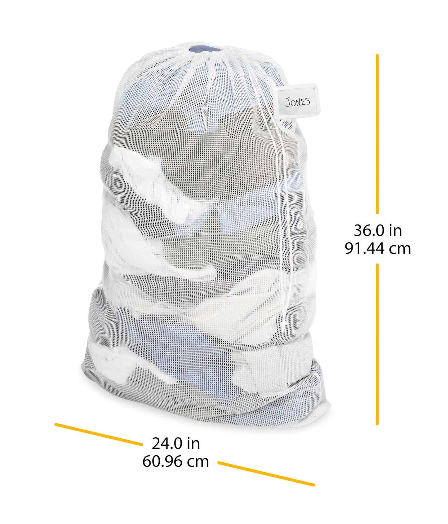 Whitmor Mesh Laundry Bag w/ID Tag White