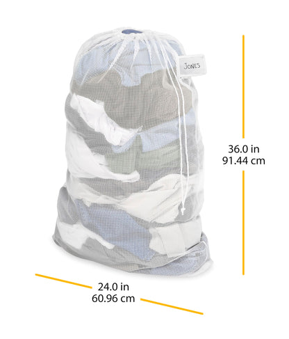 Whitmor Mesh Laundry Bag w/ID Tag White