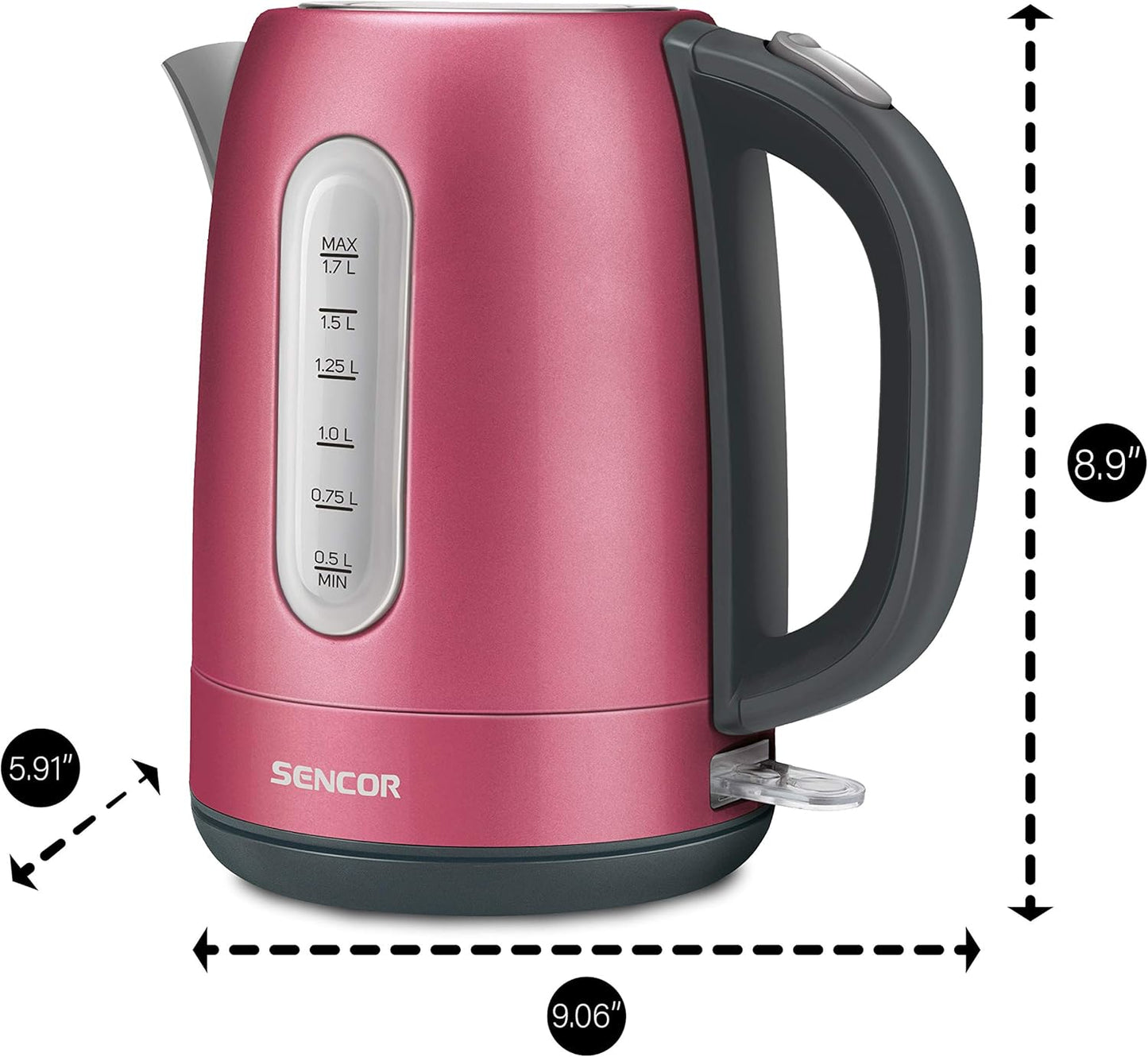 Sencor SWK1774RD 1.7L Stainless Steel Electric Kettle, 1500W Fast Boil