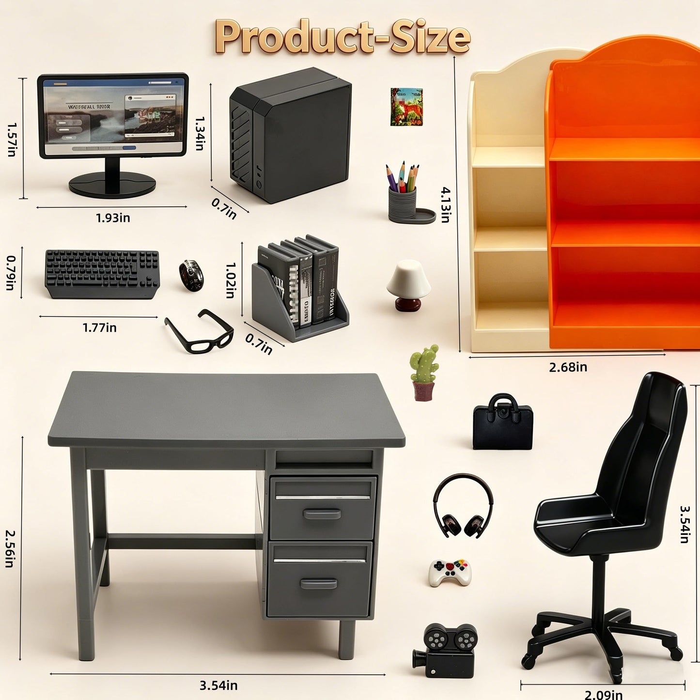 1:12 Scale Dollhouse Furniture,Miniature Office Furniture Set, 80+ Pcs with Computer,Desk, Chair, Bookshelves and Accessories, Suitable for Displaying Ideal Gifts