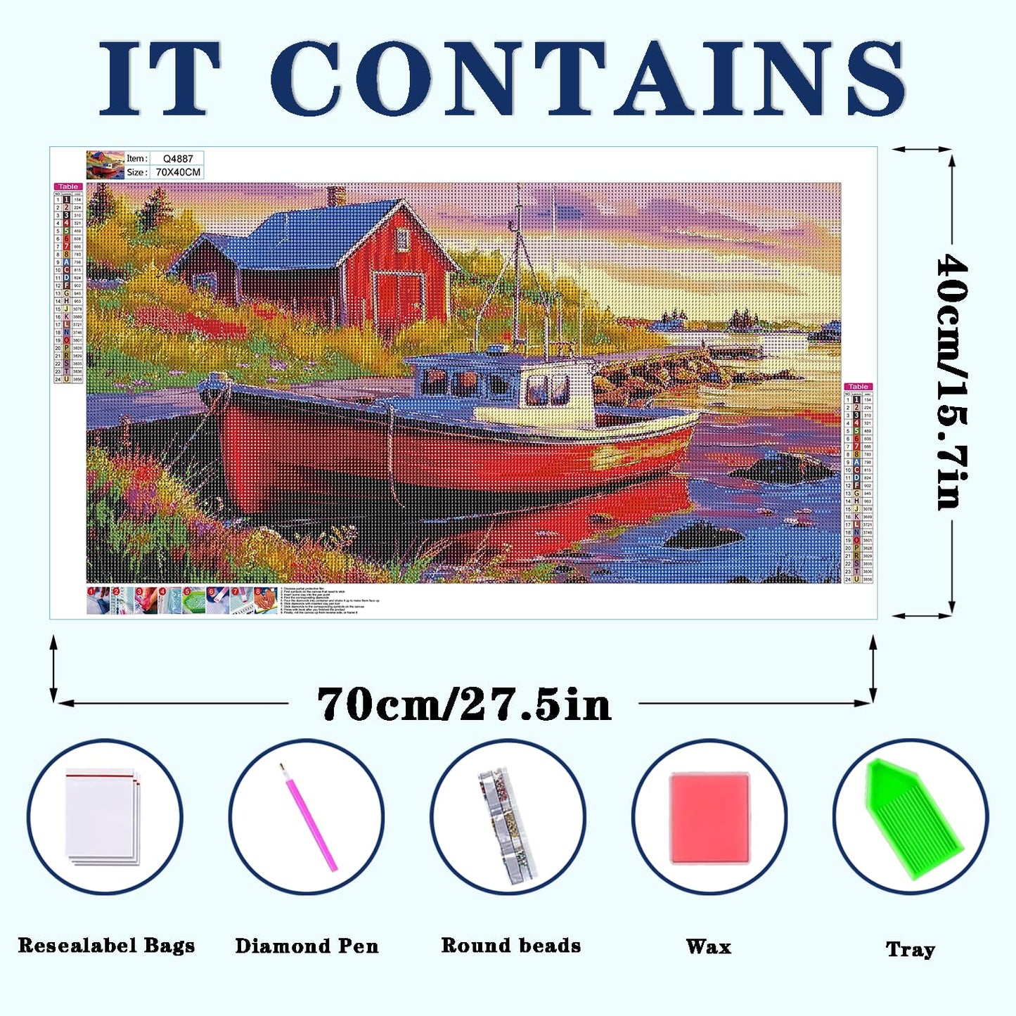DOTZSO Large Diamond Painting Kits for Adults, Easy DIY 5D Round Full Drill Diamond Art kit Diamond Dot Crystal Gem Art and Craft for Beginners Home Wall Decor Landscape 27.5 X 15.7 Inches
