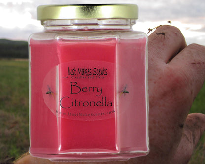 Berry Citronella Scented Blended Soy Candle for Indoor Use by Just Makes Scents (8 fl oz)