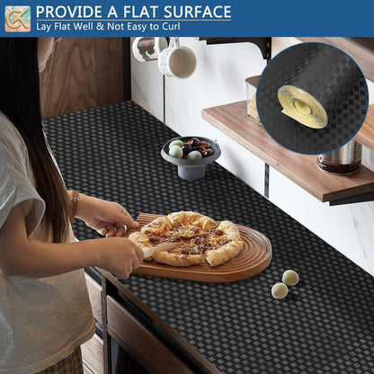 Self-Adhesive Shelf Liner, Waterproof Backed Paper Easy Peel and Stick Contact Liner for Desk Surface (Black)