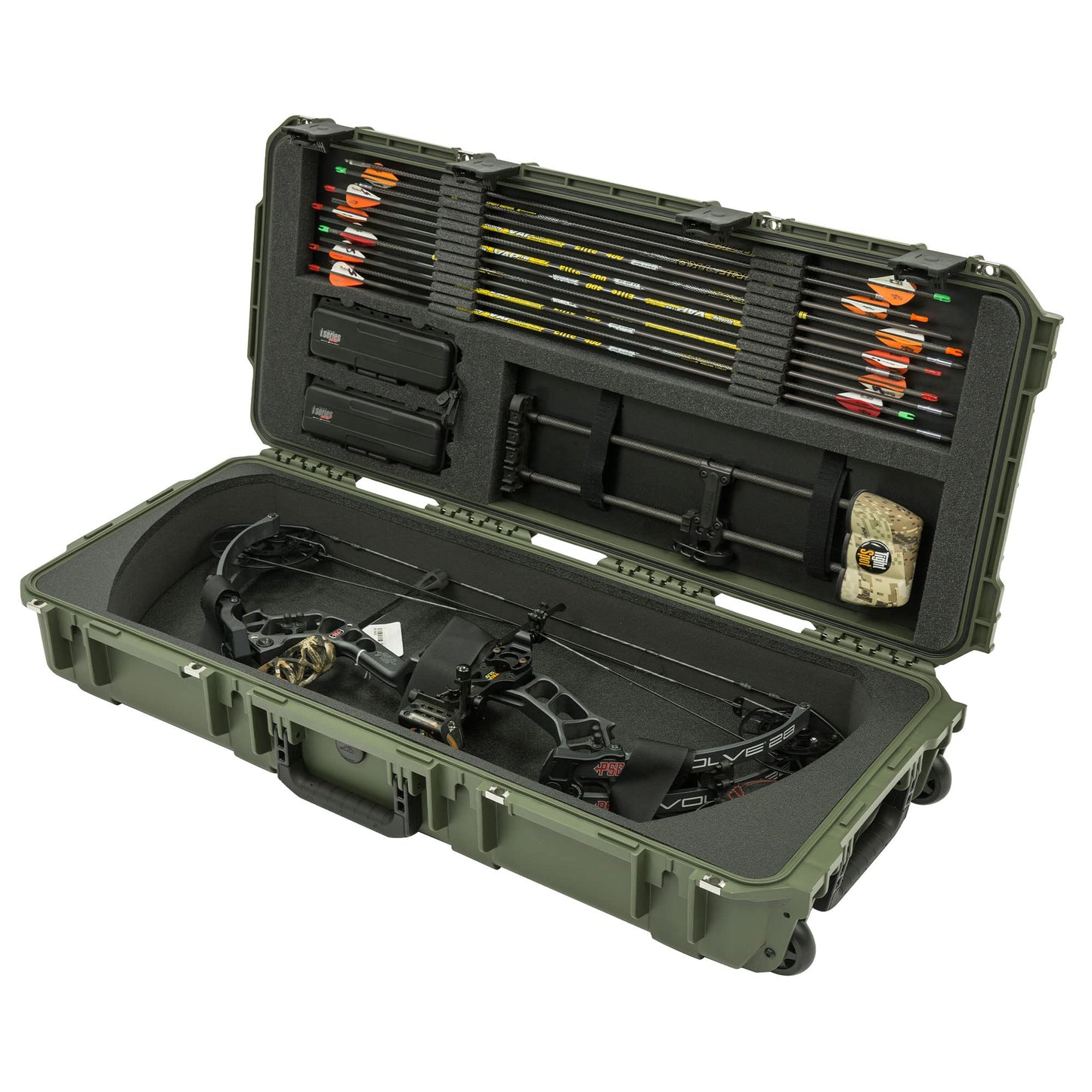 SKB Cases iSeries 3i-3614-PL-M Small Parallel Limb Bow Case, Hard Shell Compound Bow and Arrow Case with Wheels and Trigger Latch System
