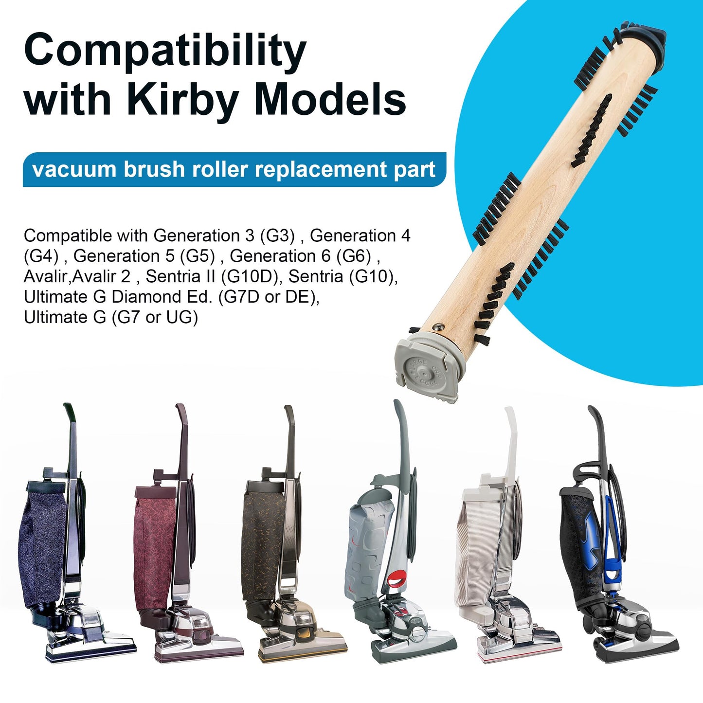 Ceoighe Vacuum Cleaner Brush Roll Compatible with Kirby Vacuum Cleaner G3/G4/G5/G6/Sentria, Ultimate G, Attachments Replacement Part, Brush Roller with Magnet&Ball Bearing for Deep Carpet Clean(1 Pcs)
