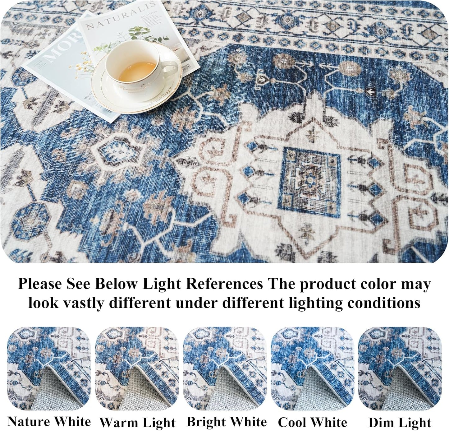 Skiennix 2x5 Washable Hallway Runner Rug - Ultra Soft Non-Slip Carpet for Entryway & Kitchen | Blue