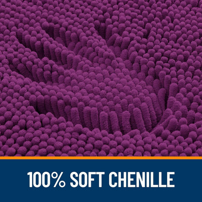 OLANLY U-Shaped Toilet Rug - Extra Soft Chenille Bathroom Mat, Quick-Dry & Non-Slip - 24x20, Purple