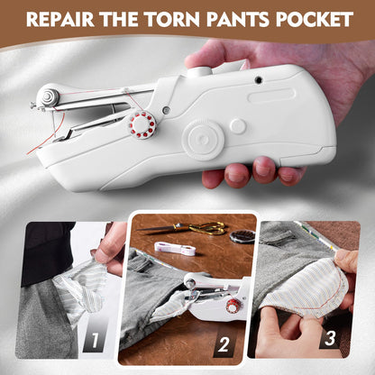 Handheld Sewing Machine with Black Storage Case and 109-Piece Sewing Kit, Mini Portable Cordless Hand Sewing Machine, Ideal for Adults & Beginners, Complete Set of Quick Home Clothing Repair Tools