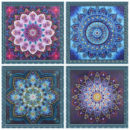 VVBAOZI 4 Packs Small Diamond Art Kit for Adults, DIY Mandala Diamond Painting Kits with Tools, Partial Drill Gem Art by Numbers for Home Wall Decor(Canvas Size: 9.84"x9.84")