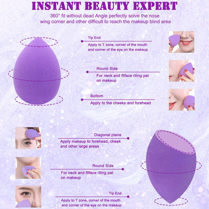 6+6 Professional Makeup Sponge Set,2.76 inch Portable Soft Sponge Setting Face Puffs,Multicolor Makeup Blending Sponge Cosmetic Applicator for Loose Powder,Liquid,Facial Makeup Tools（Pink)